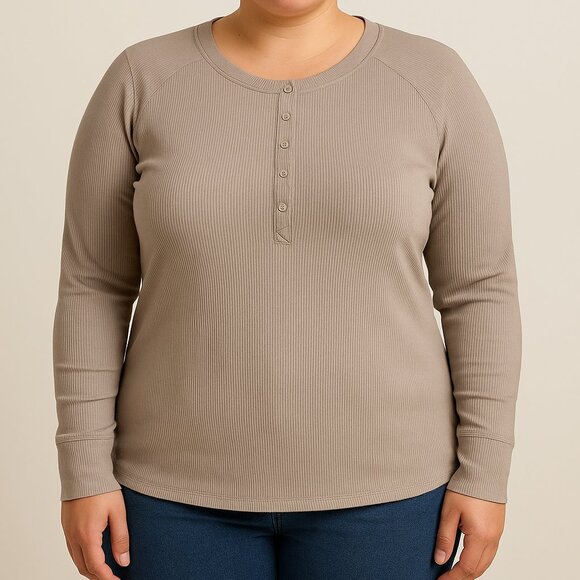 SO Ribbed Henley Long Sleeve Top – Size XL (fall collection) - Picture 1 of 7